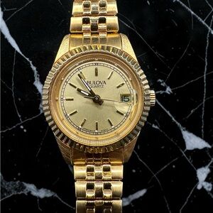 Bulova Gold Tone Dress Watch with Date